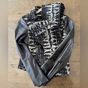DVF Leather and Calf Hair Jacket, Size 6, Like New